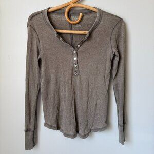 Aerie Real Soft Long Sleeve Henley Ribbed Shirt Women's XS